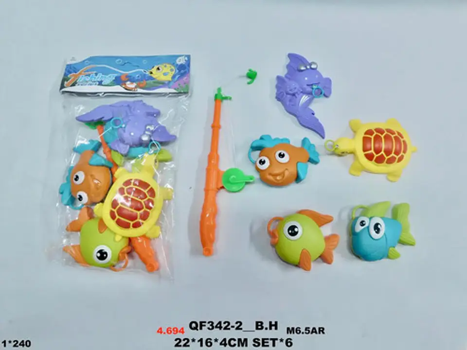 Juego Peces, Animales Marinos Juguete Caña Pescar X6 Figuras 3