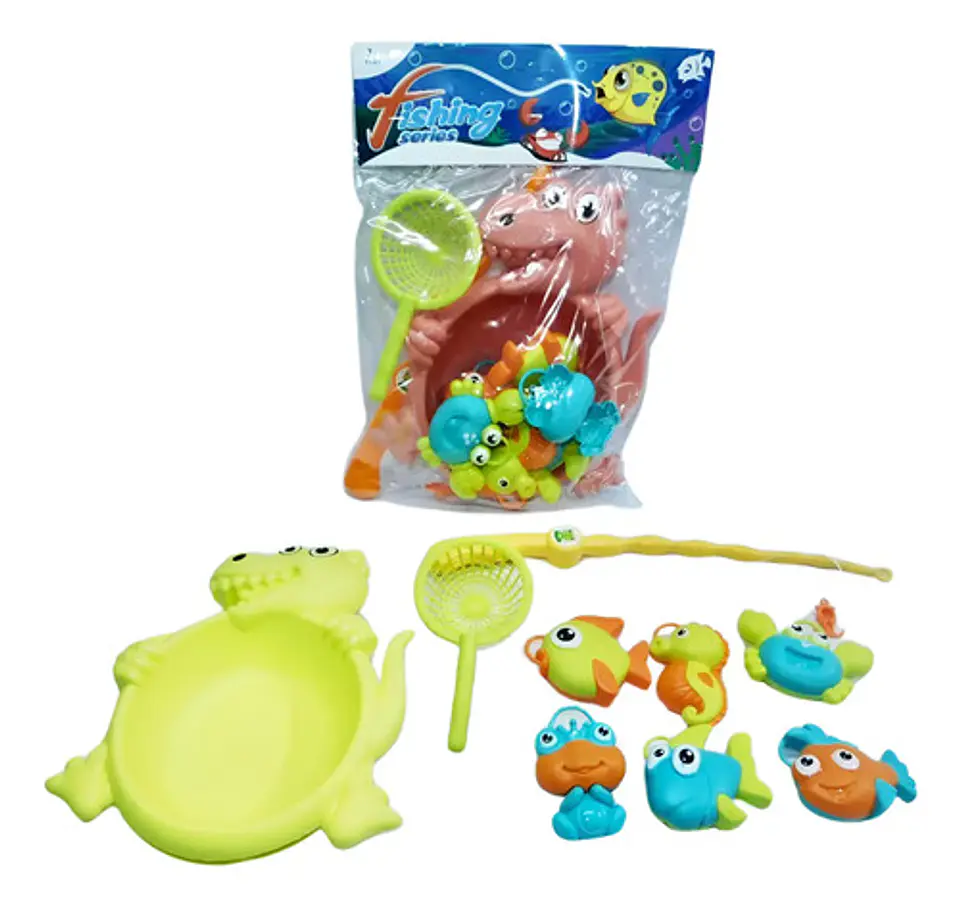 Juego Peces, Animales Marinos Juguete Caña Pescar X9 Figuras 1