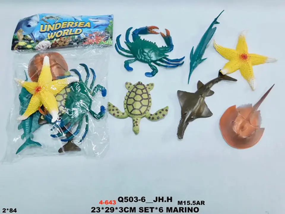 Juguetes Animales Marinos Ralla Tortuga Estrella Mar X6und 2