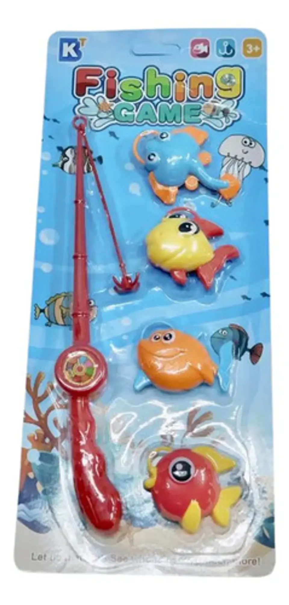 Caña De Pescar Juego Peces Animales Marinos Juguete Set X5 2