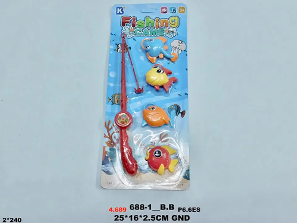 Caña De Pescar Juego Peces Animales Marinos Juguete Set X5 3