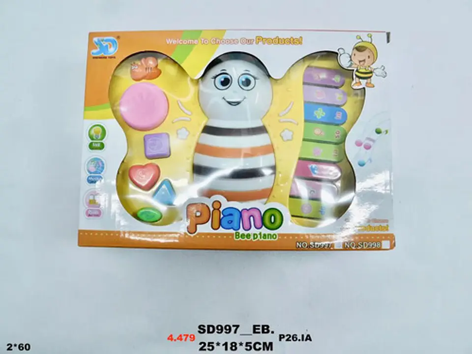 Juguete Piano Musical Mariposa Didáctico Bebe Luz Sonido 3