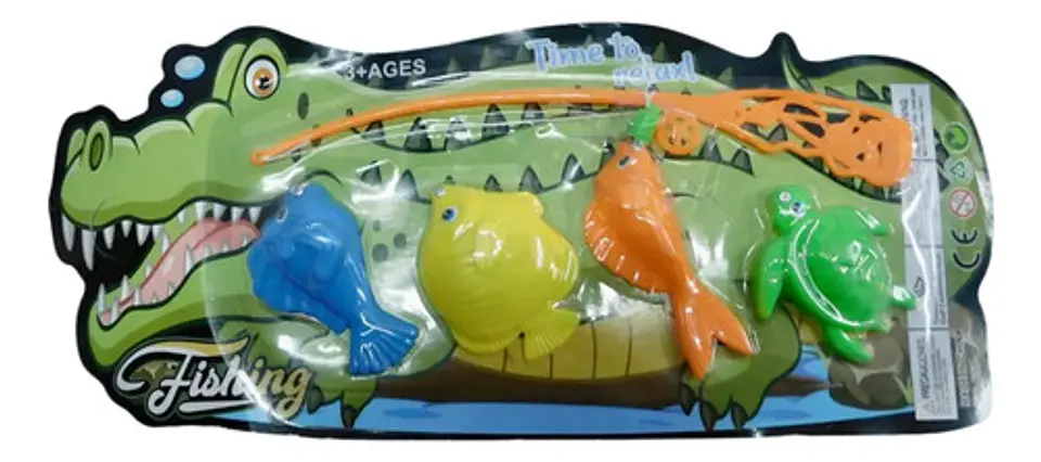 Caña Pescar Juego Peces Mar Animales Marinos Juguete Set X5 2