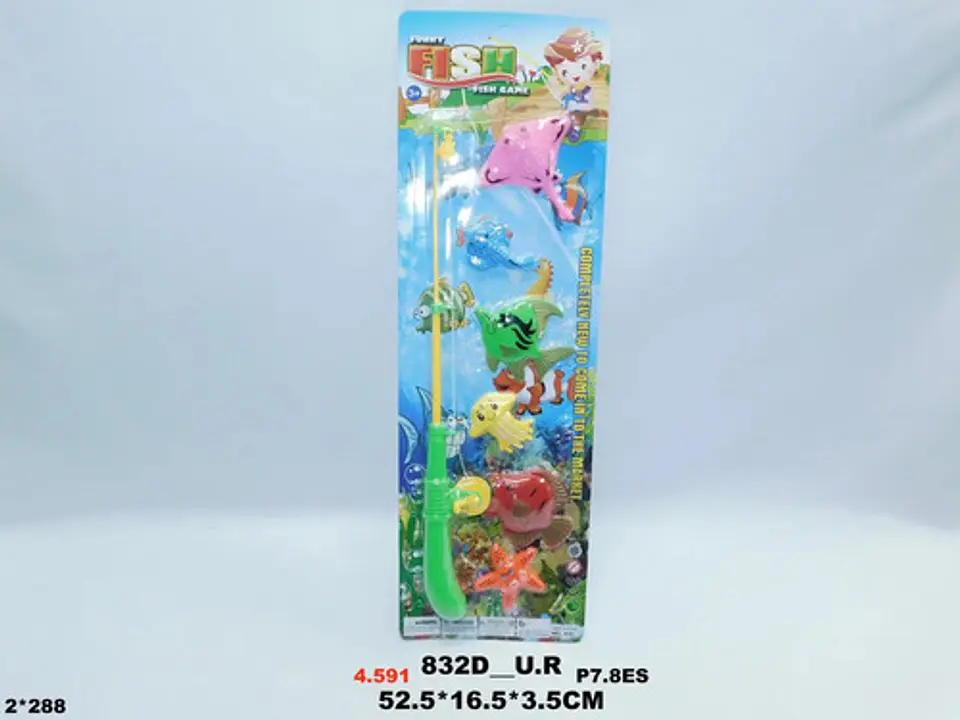 Caña Pescar Juego Peces Mar  Animales Marinos Juguete Set X7 2