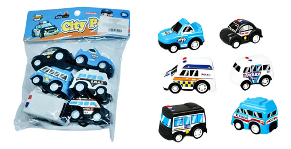 Juguete Carros Policías Ambulancias X6 Und De Impulso 1