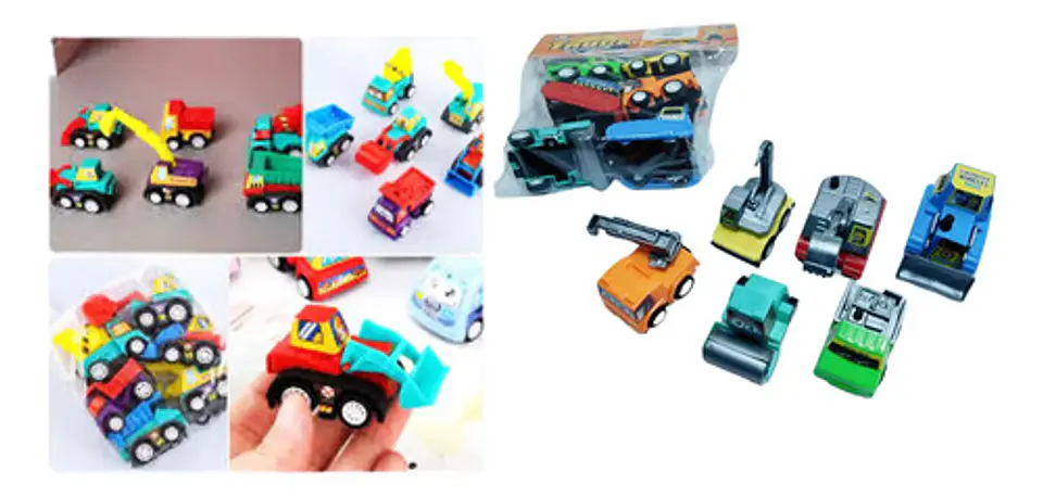 Carros Construcción Excavadora Juguetes X6 Und Impulso Autos 1