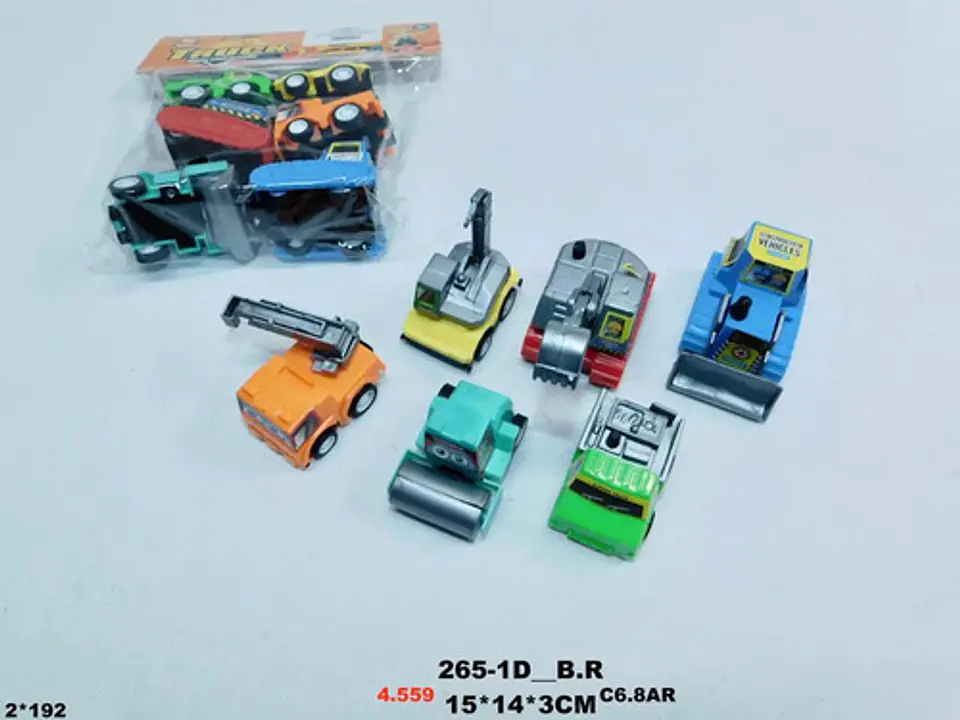 Carros Construcción Excavadora Juguetes X6 Und Impulso Autos 3