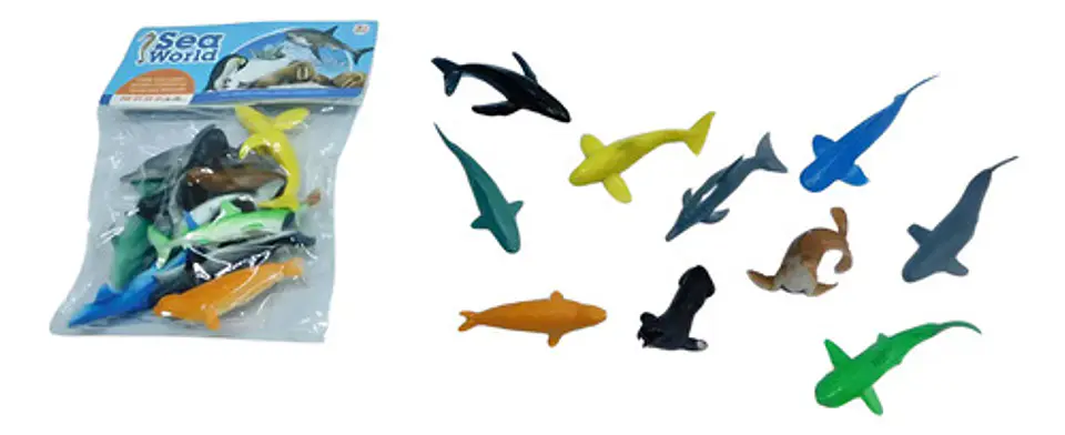 Juguetes Animales Marinos Peces Tiburón Delfín Ballena X10un 1