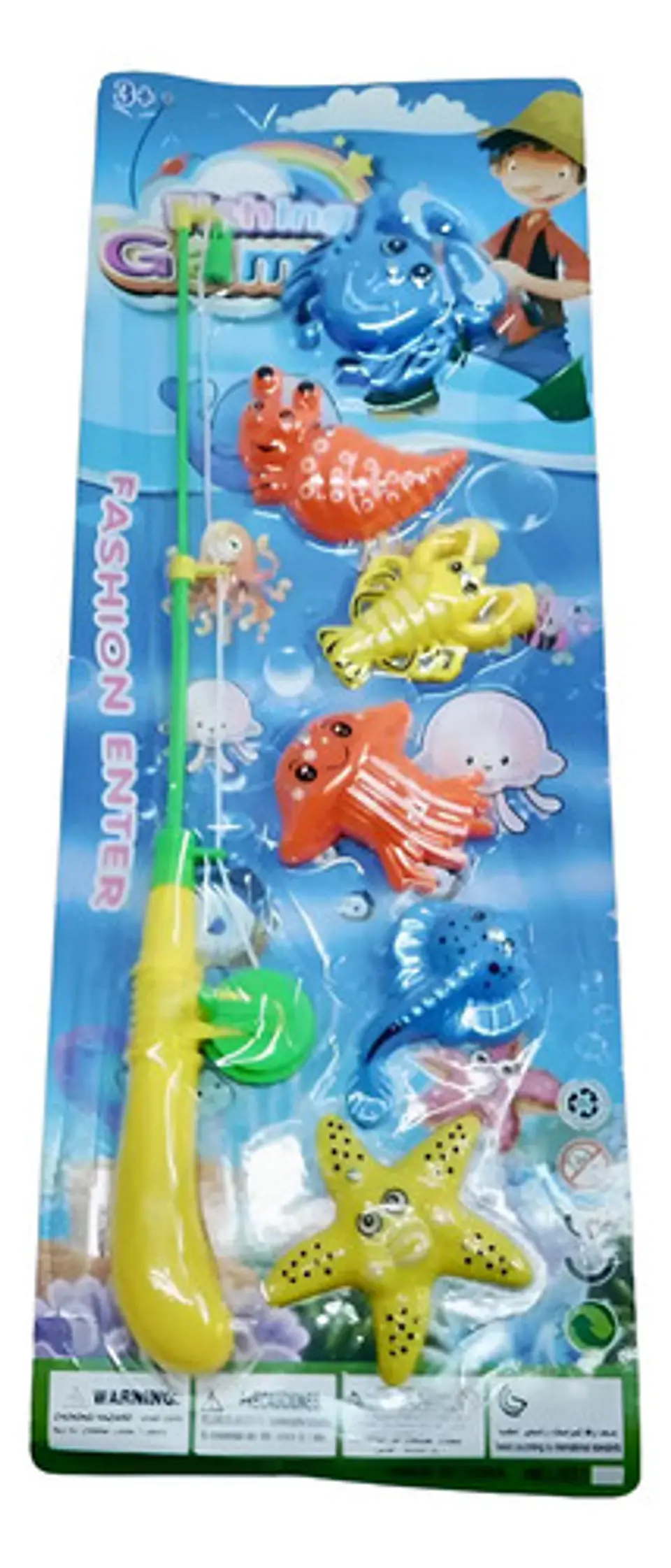 Caña Pescar Juego Peces Animales Marinos Juguete  X6 Figuras 1