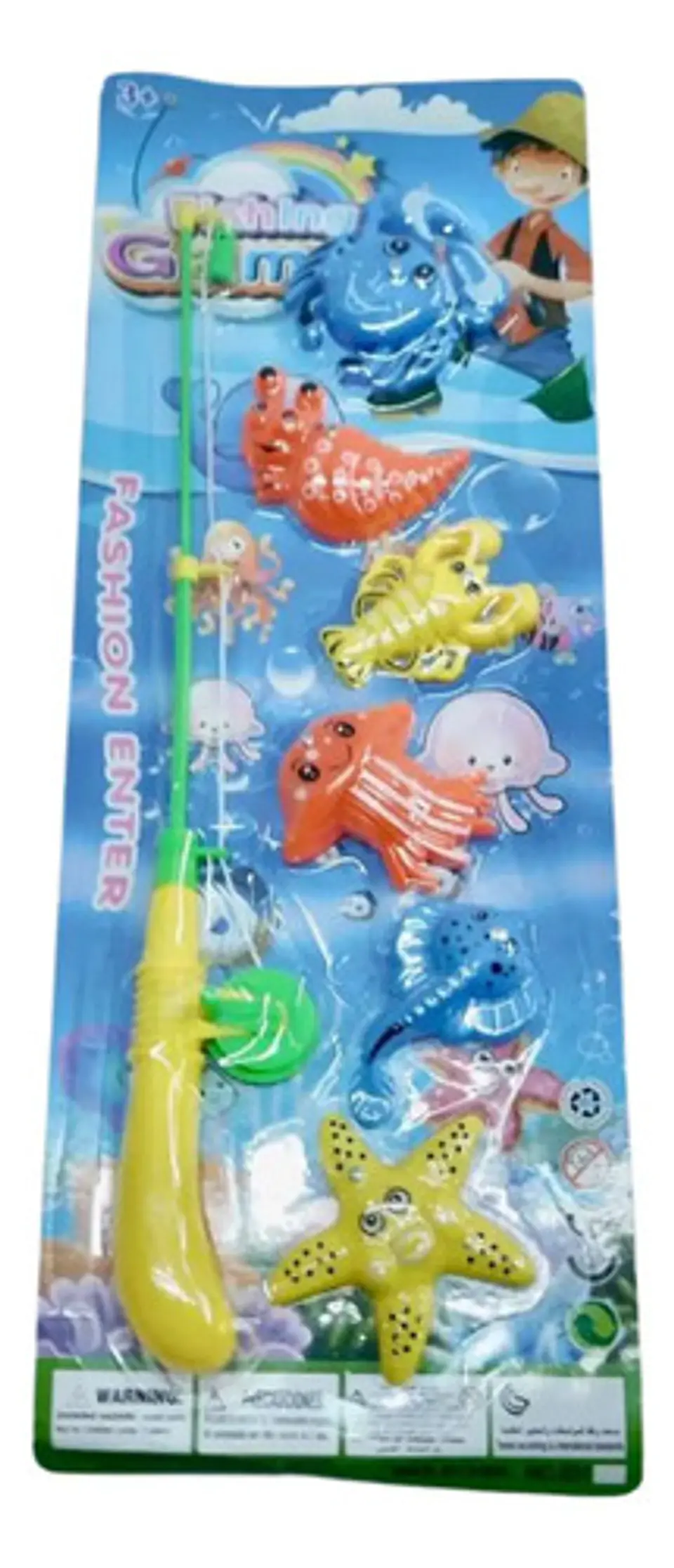 Caña Pescar Juego Peces Animales Marinos Juguete  X6 Figuras 2