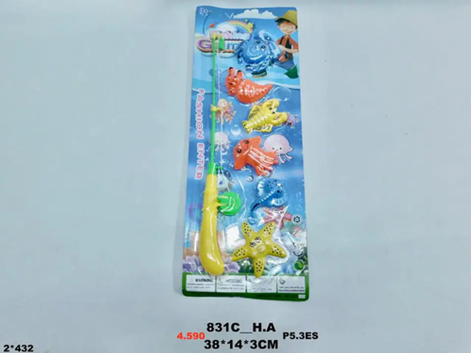 Caña Pescar Juego Peces Animales Marinos Juguete  X6 Figuras 3