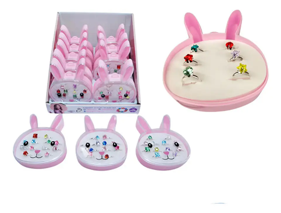 Juego Anillos Resina Estuche Lujo Corazón Juguetes 1
