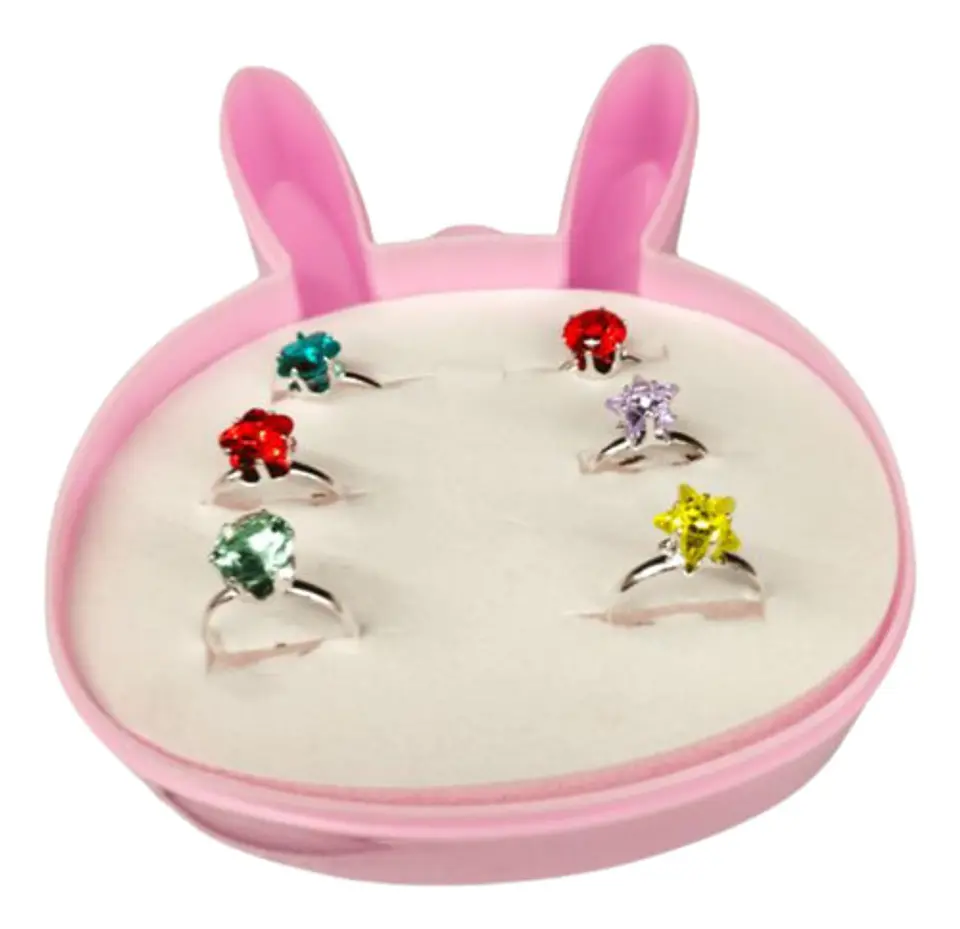 Juego Anillos Resina Estuche Lujo Corazón Juguetes 2