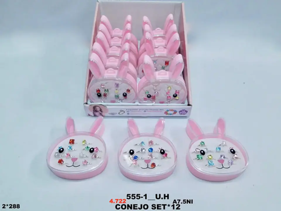 Juego Anillos Resina Estuche Lujo Corazón Juguetes 4