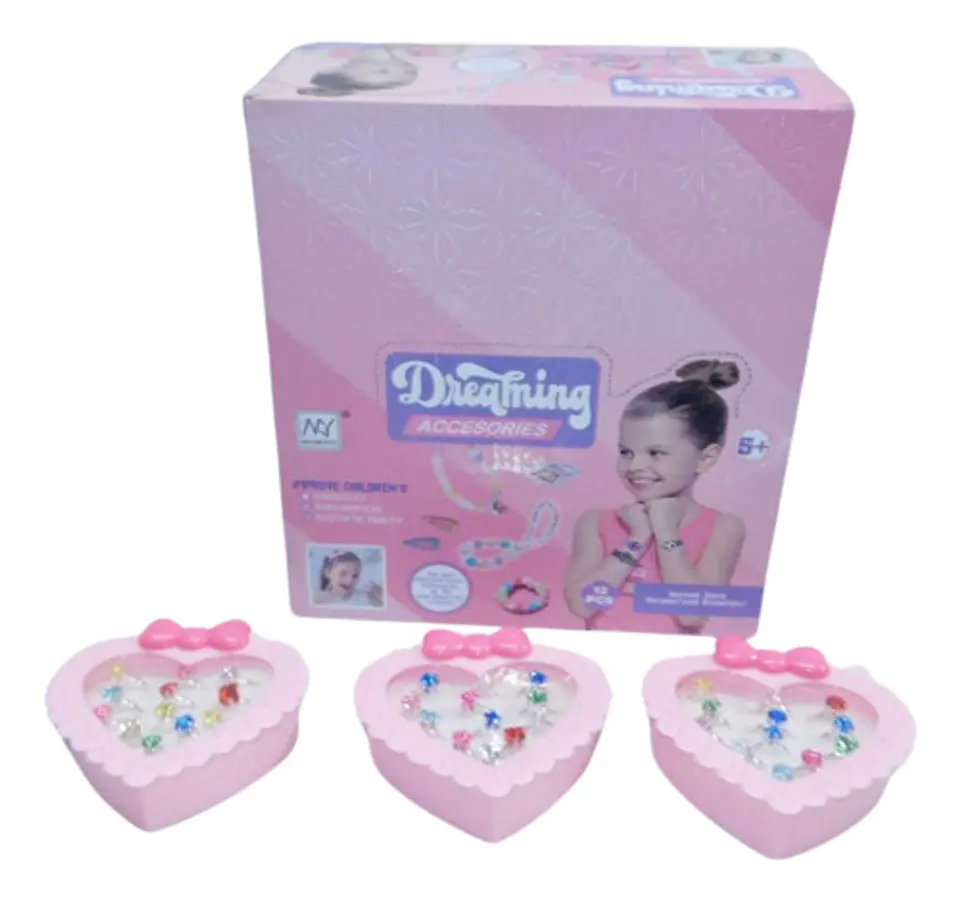 Juego Anillos Resina Estuche Lujo Corazón Juguetes 3