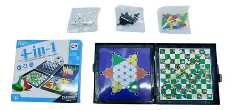 Juego 4 En 1 Ajedrez Escaleras Portátil Magnético Juguete 2