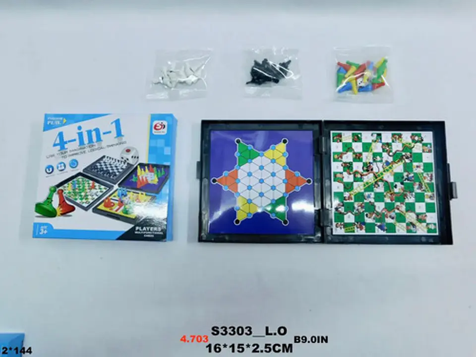 Juego 4 En 1 Ajedrez Escaleras Portátil Magnético Juguete 5