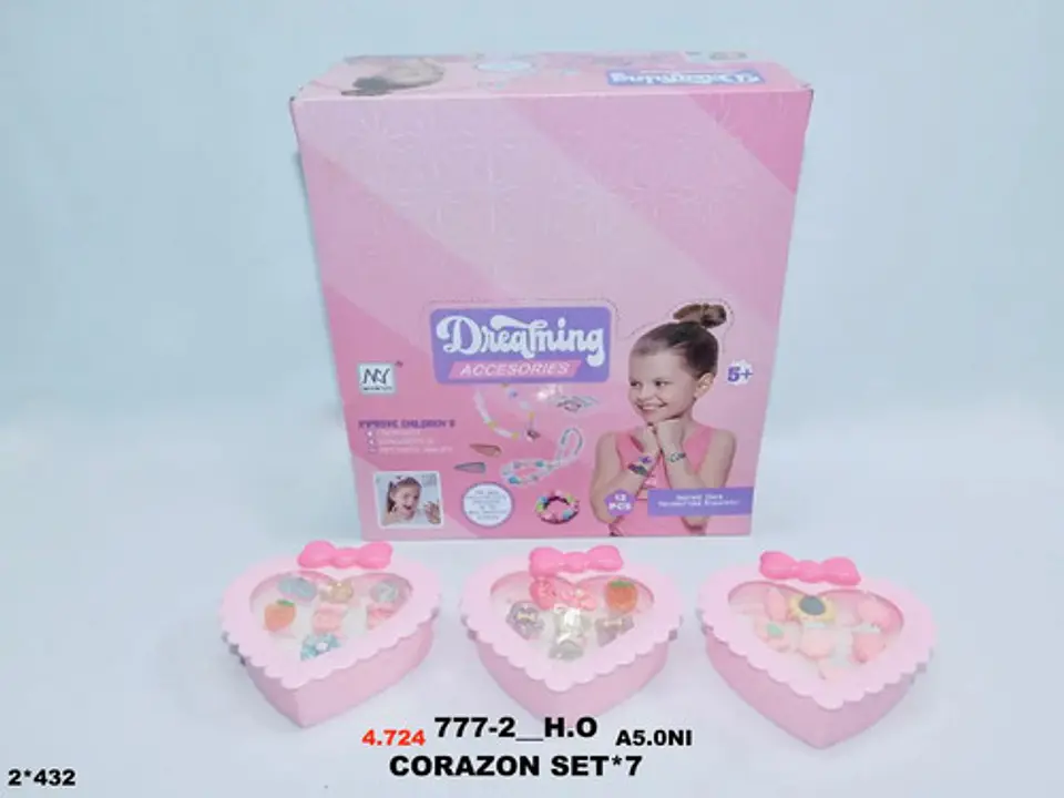 Juego Anillos Pulseras Niñas Estuche Lujo Corazón Juguetes 4