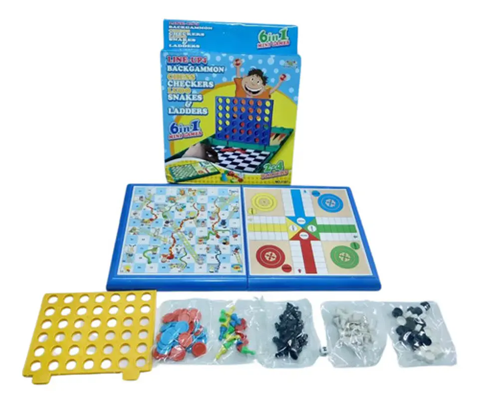 Juego 6 En 1 Juguetes  Ajedrez Parques Escalera Rummi 2