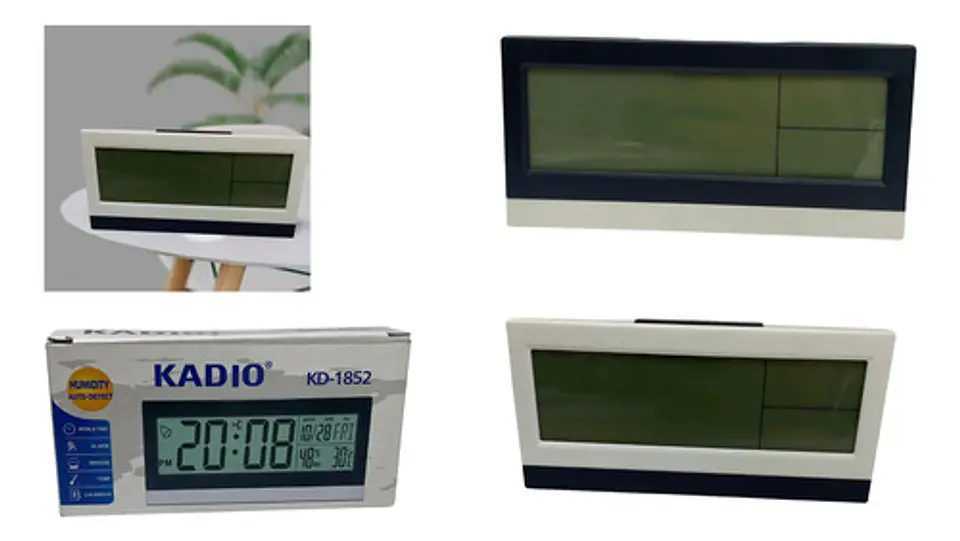 Reloj De Mesa Digital Con Temperatura Colores Negro Y Blanco 1