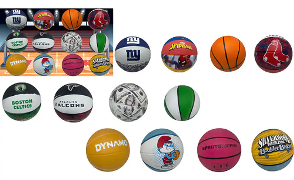 Mini Balón De Basquetbol Diseño De Colores Líneas Equipos 1