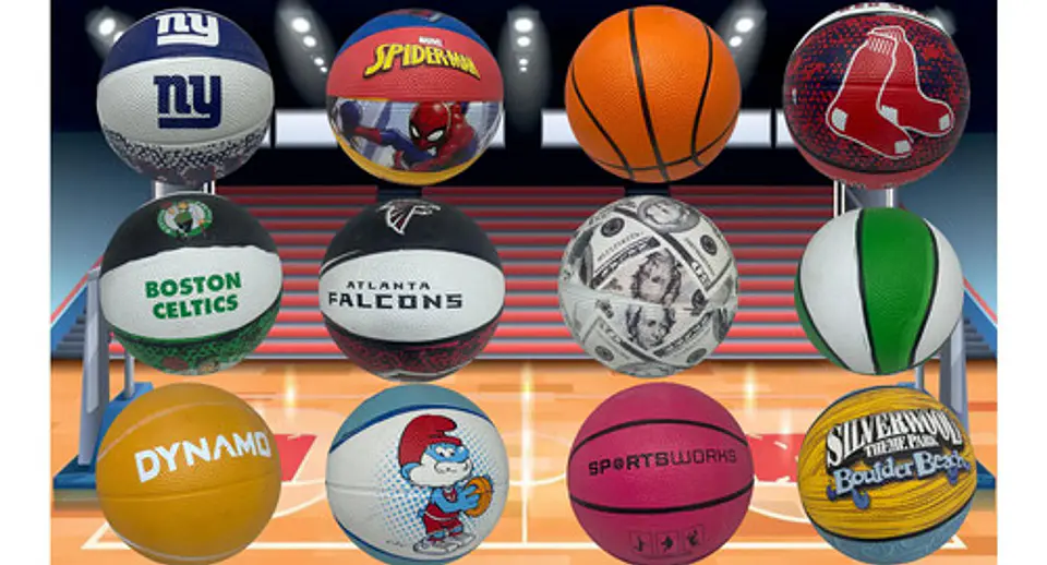 Mini Balón De Basquetbol Diseño De Colores Líneas Equipos 2