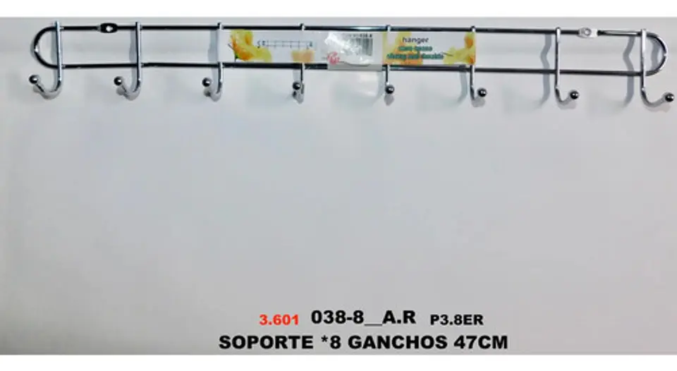 Perchero Organizador Soporte X 8 Ganchos Utensilios Plateado 4
