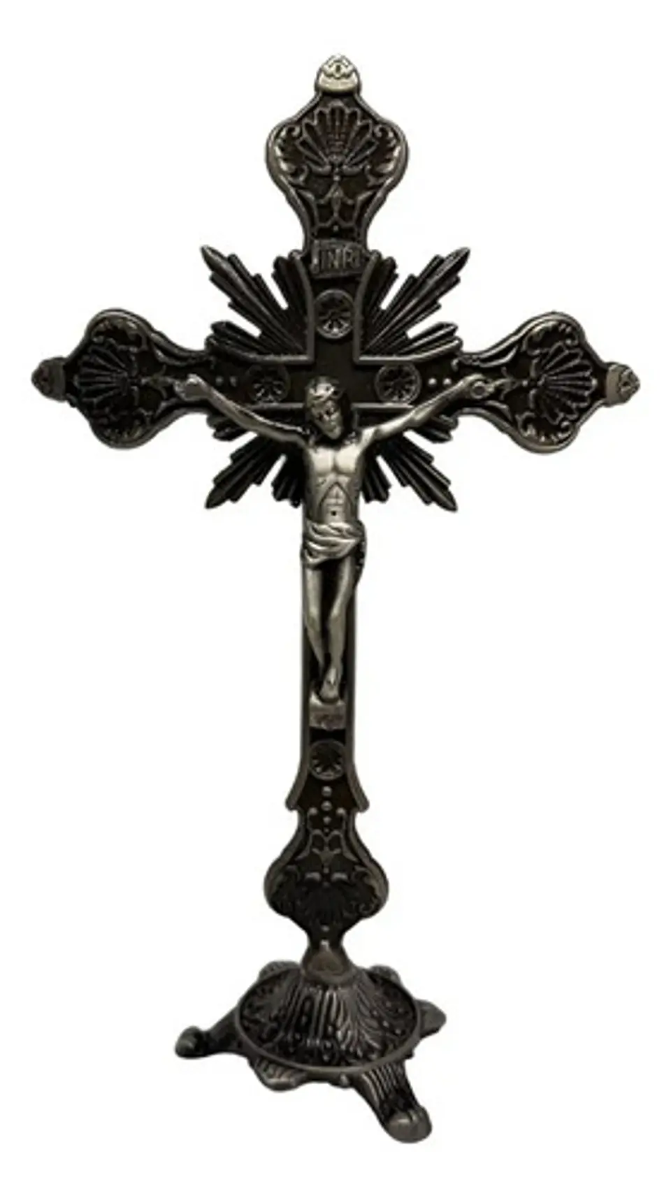 Crucifijo Pie Con Base Crucifixión Católica De Mesa Elegante 3