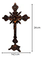Crucifijo Pie Con Base Crucifixión Católica De Mesa Elegante - Miniatura 4