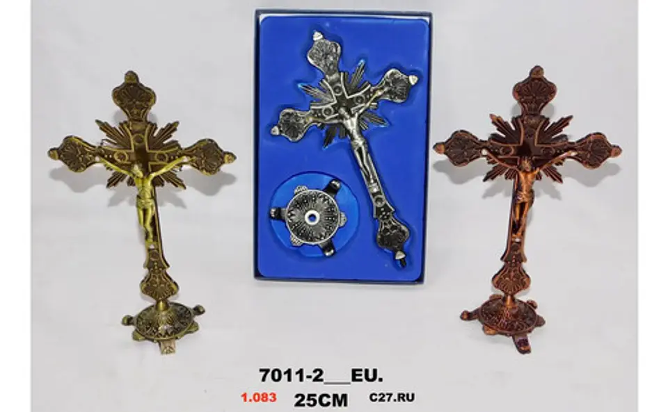 Crucifijo Pie Con Base Crucifixión Católica De Mesa Elegante 5