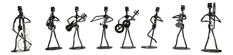 Set De 8 Figuras Metálicas De Músicos | Decoración Arte Mode