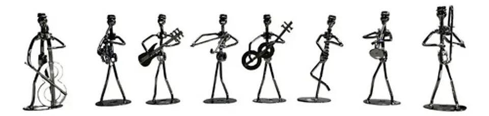 Set De 8 Figuras Metálicas De Músicos | Decoración Arte Mode 1