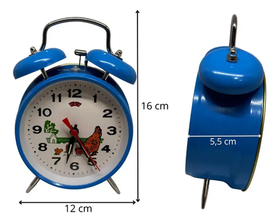 Reloj Despertador Grande Con Alarma Alta, Metálico 3 Colores 4