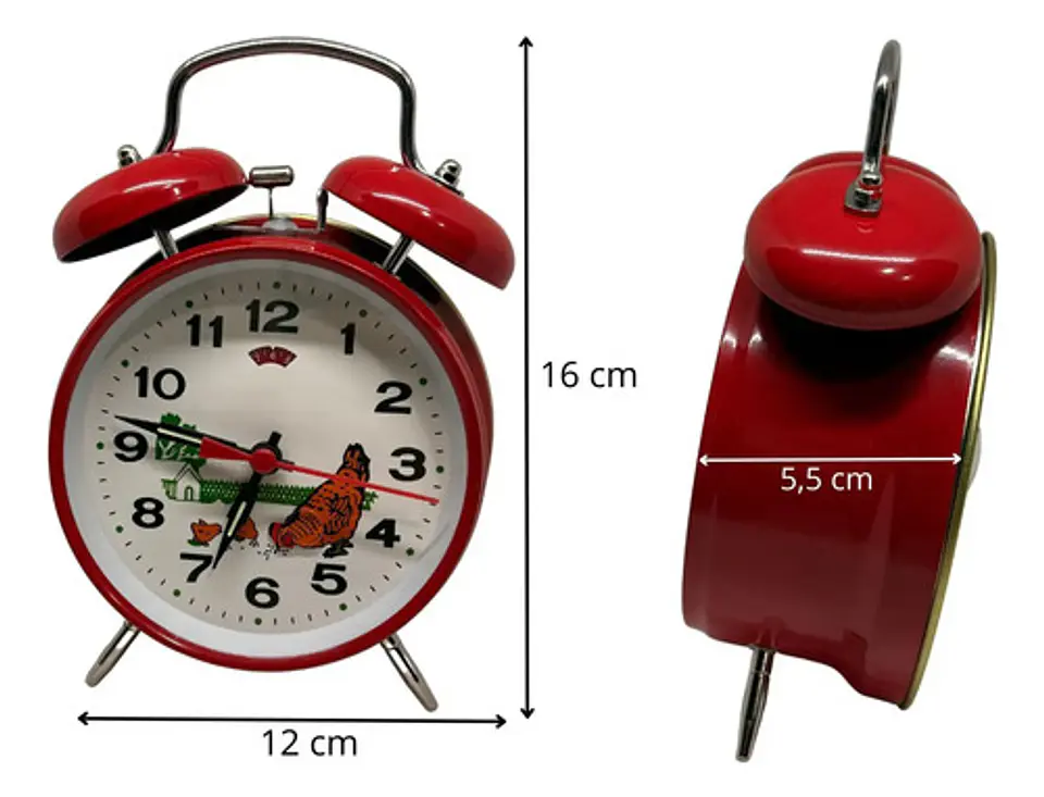 Reloj Despertador Grande Con Alarma Alta, Metálico 3 Colores 8