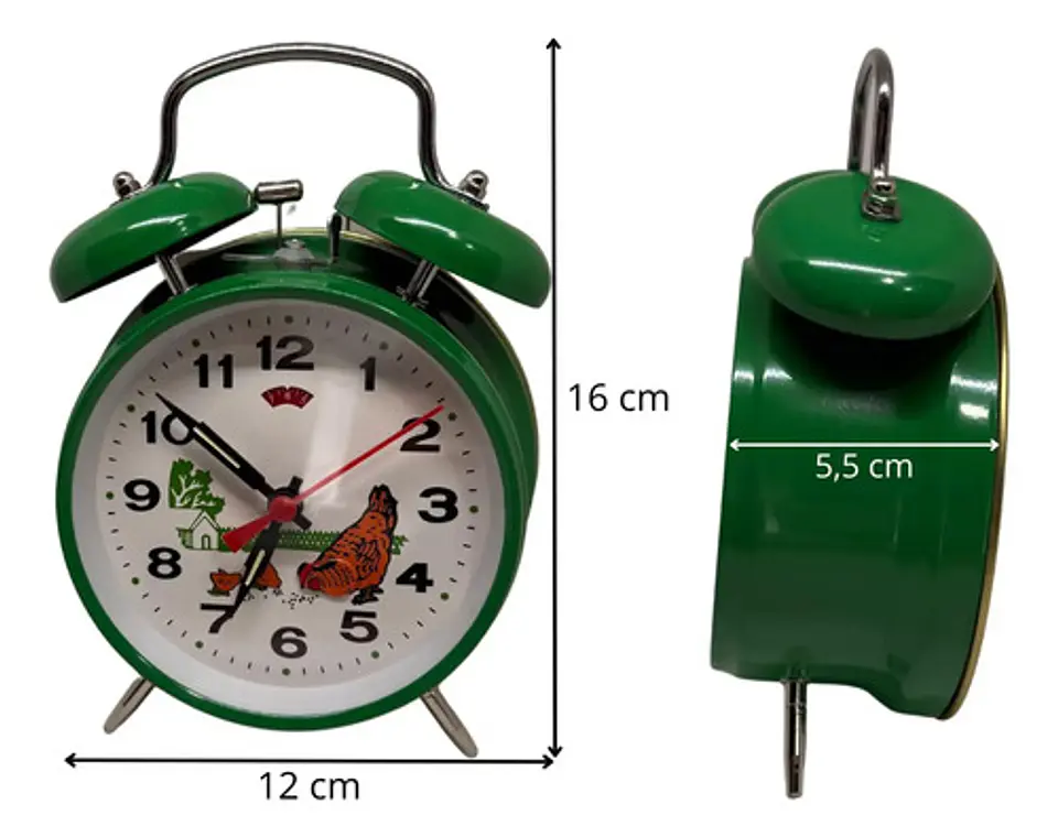 Reloj Despertador Grande Con Alarma Alta, Metálico 3 Colores 10