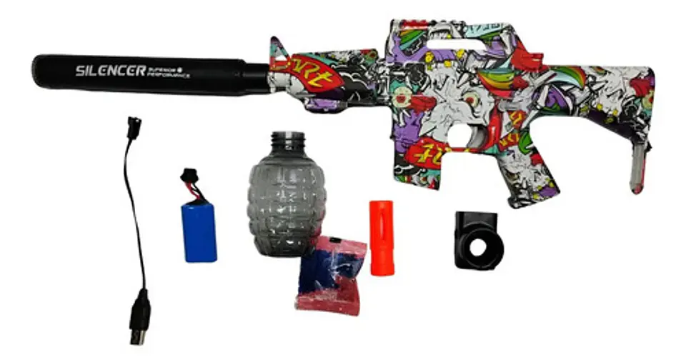 Pistola De Juguete M4 Con Silenciador Y Granada Infantil 2