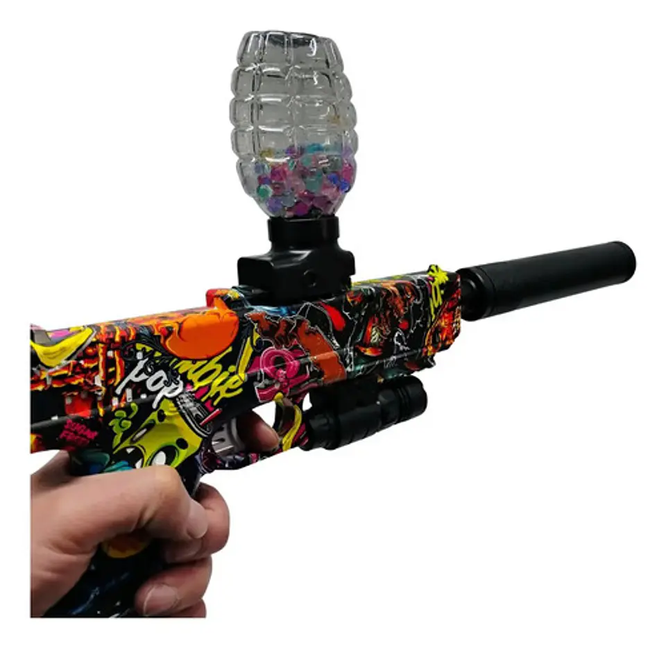 Modelo Glock Colorido Con Accesorios Y Silenciador Hidrogel 6