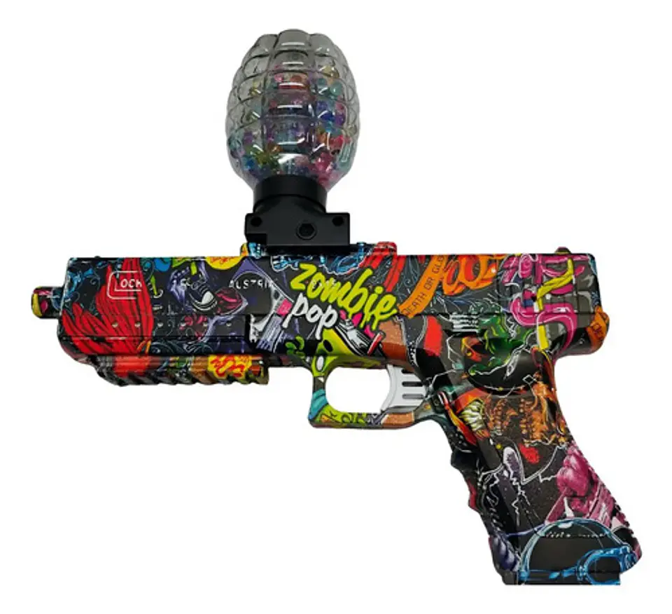 Modelo Glock Colorido Con Accesorios Y Silenciador Hidrogel 7