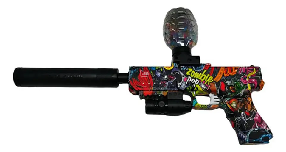 Modelo Glock Colorido Con Accesorios Y Silenciador Hidrogel 9