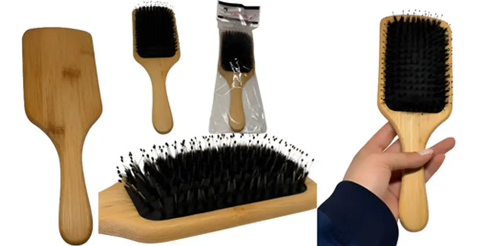Cepillo De Bambú Plano Para Cabello Cerdas Suaves Pelo Peine 1