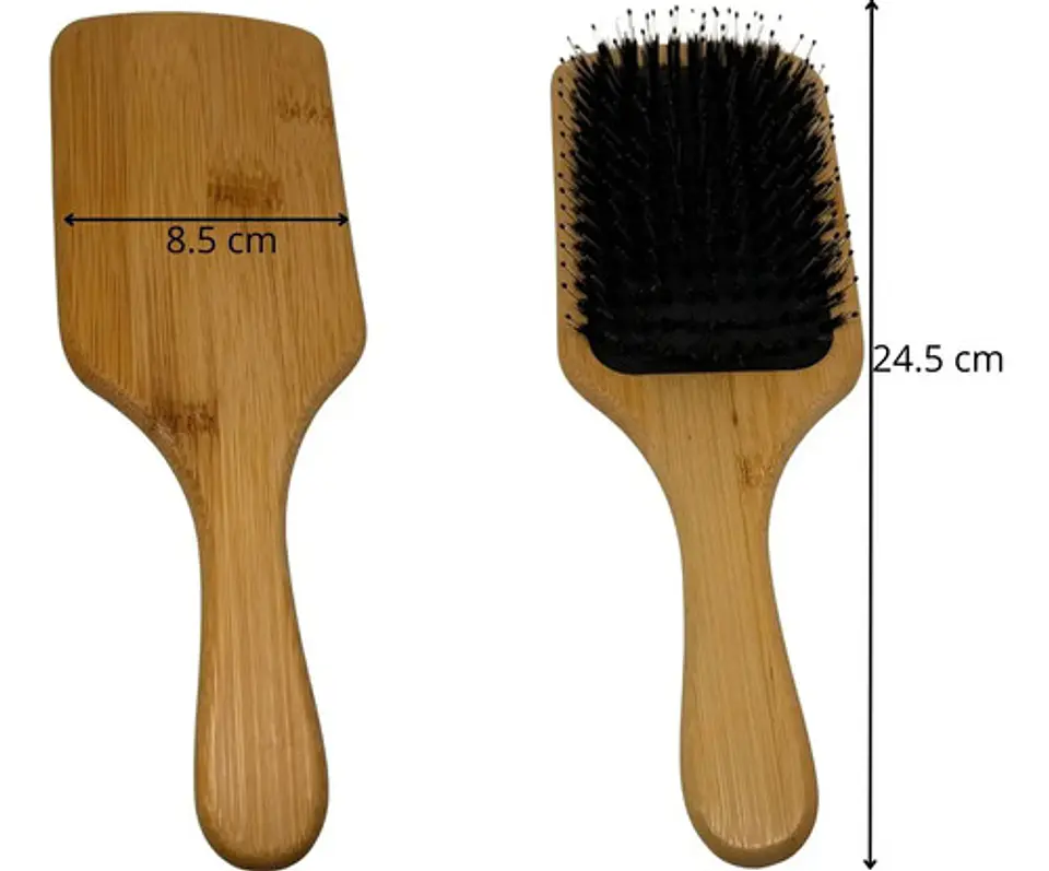 Cepillo De Bambú Plano Para Cabello Cerdas Suaves Pelo Peine 3