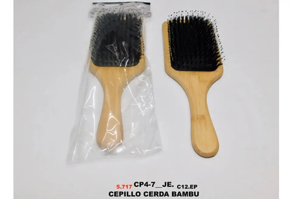 Cepillo De Bambú Plano Para Cabello Cerdas Suaves Pelo Peine 4