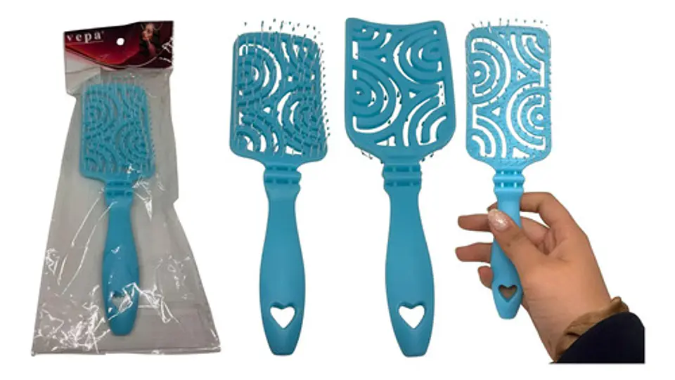 Cepillo Para Cabello Plástico Tipo Raqueta Colores Pasteles 5