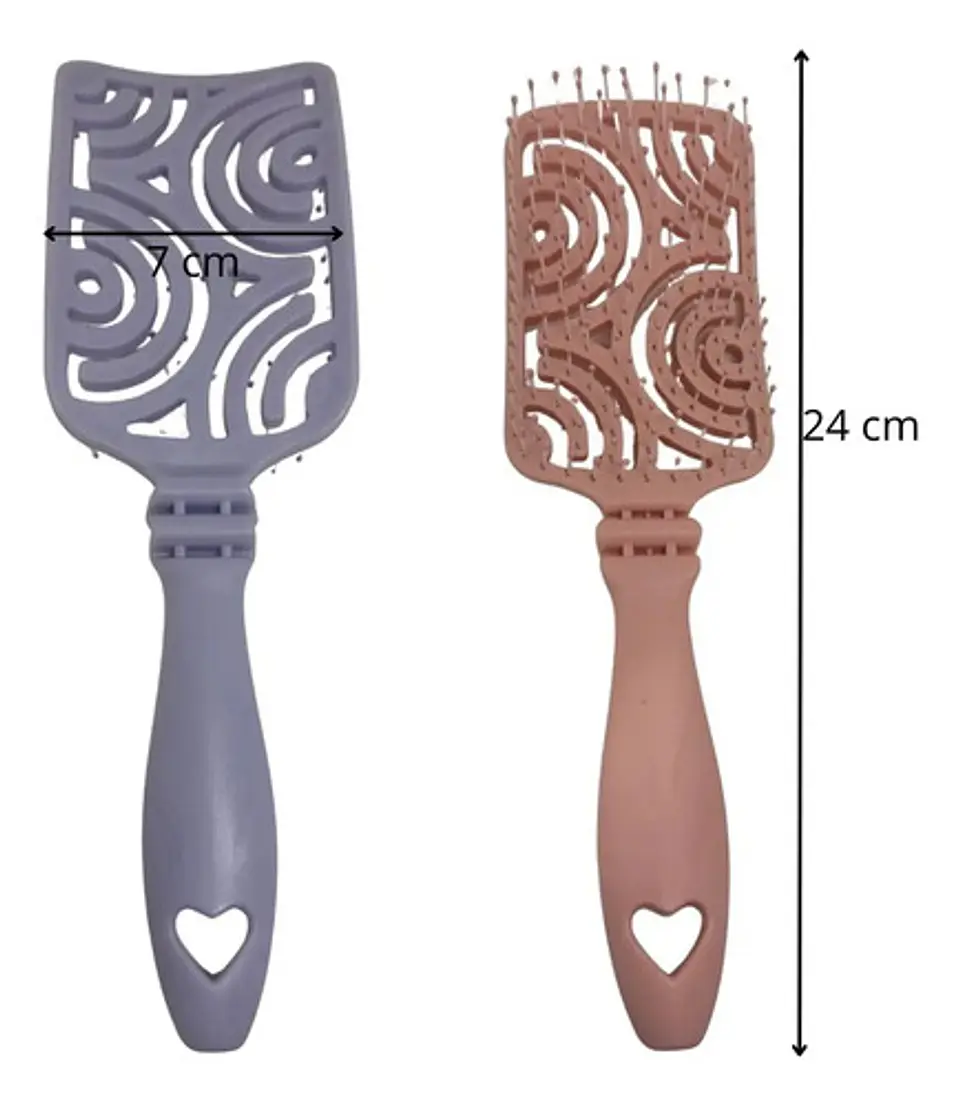 Cepillo Para Cabello Plástico Tipo Raqueta Colores Pasteles 6