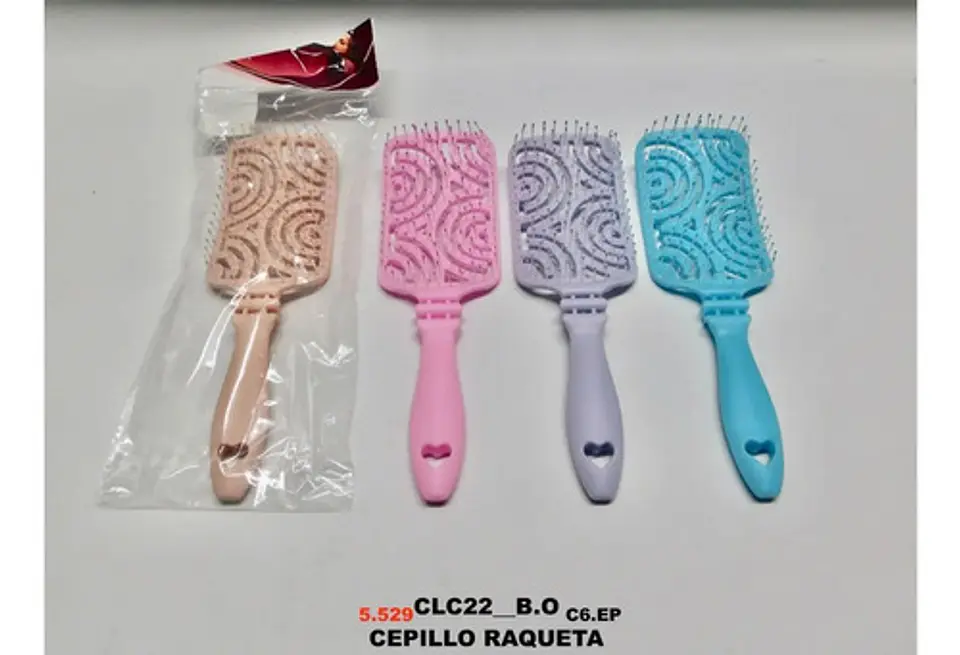 Cepillo Para Cabello Plástico Tipo Raqueta Colores Pasteles 7