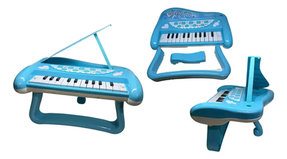 Piano Musical Bebe Juguete Luz Sonido Color Rosa Azul Niños 3