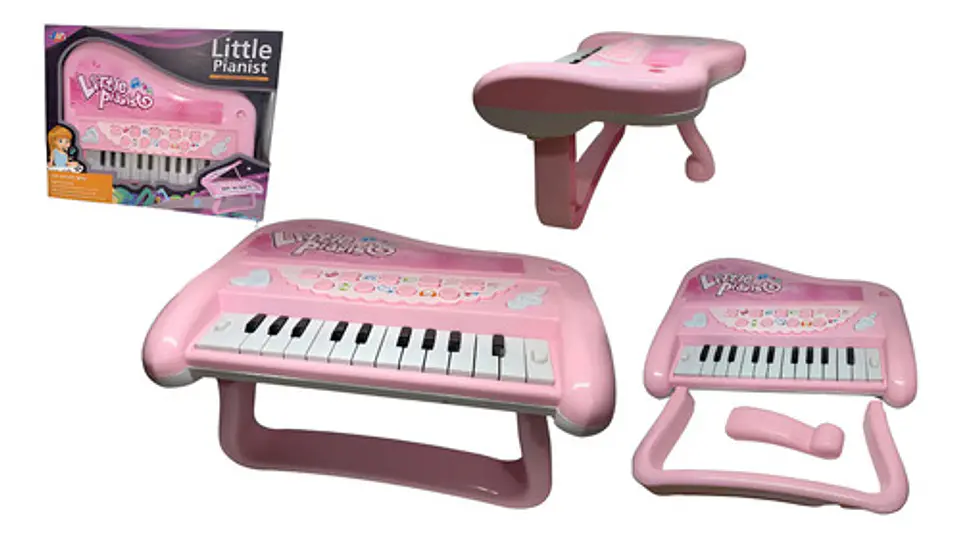 Piano Musical Bebe Juguete Luz Sonido Color Rosa Azul Niños 8