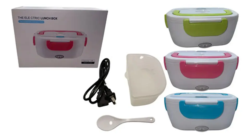 Lonchera Eléctrica Lunch Box Cubierto Portátil Porta Comidas 1