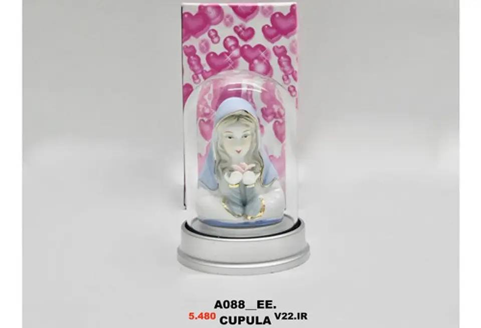 Imagen Decorativa Virgen María Cúpula Rosa Mística Base Luz 5