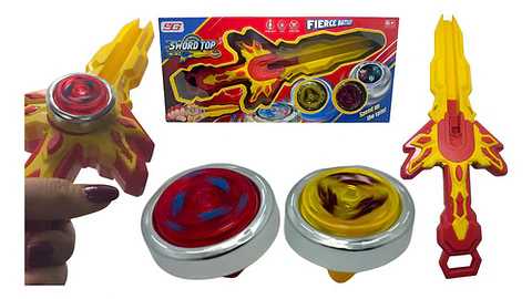 Lanzador Cuerda 2 Beyblade En Forma De Espada Juguete Niños